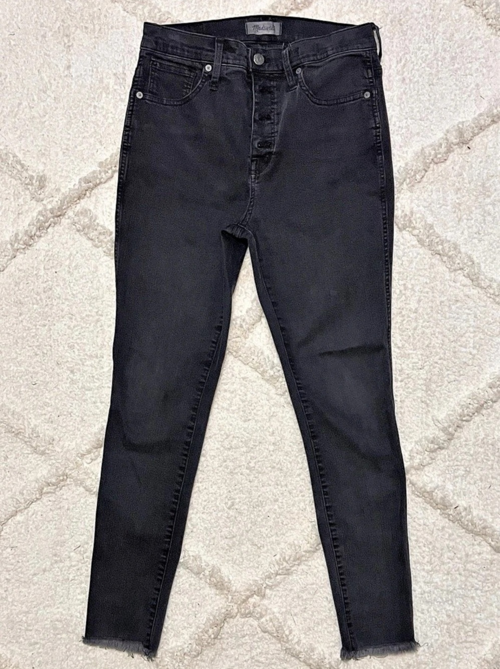 Madewell 10" High-Rise Skinny Crop Jeans: Button-Front Edition Black Waist 29